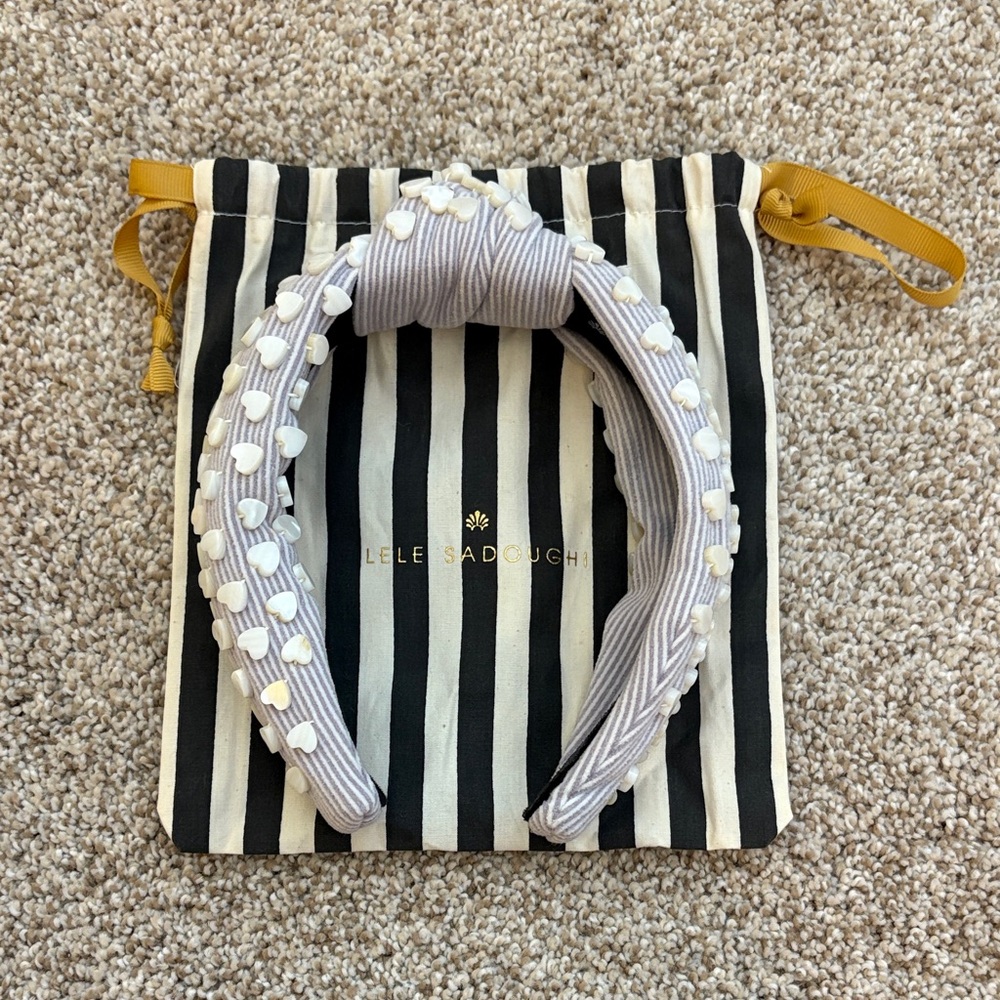 Lele Sadoughi Striped Gray and White Headband
